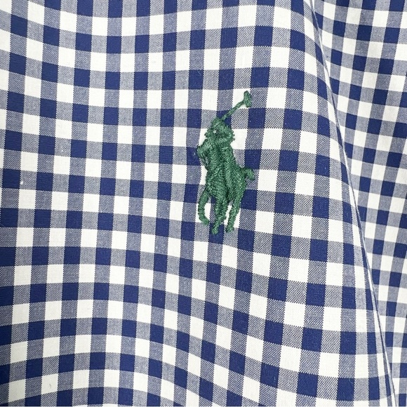POLO RALPH LAUREN Blue & White Gingham button Down Men's Large Shirt - Picture 4 of 7